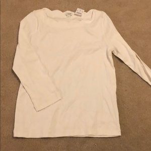 J crew scalloped neck 3/4 sleeve white top